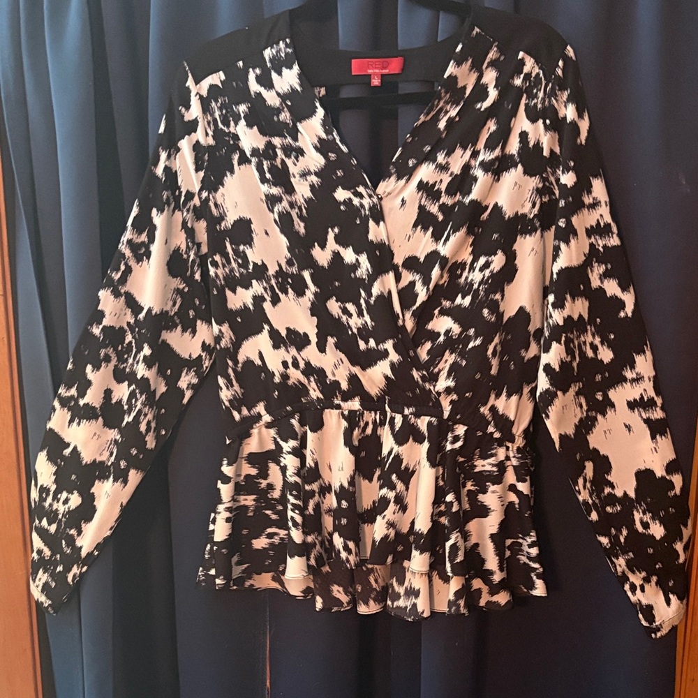 Stylish Black and White Peplum Women's Top Saks Fifth Avenue